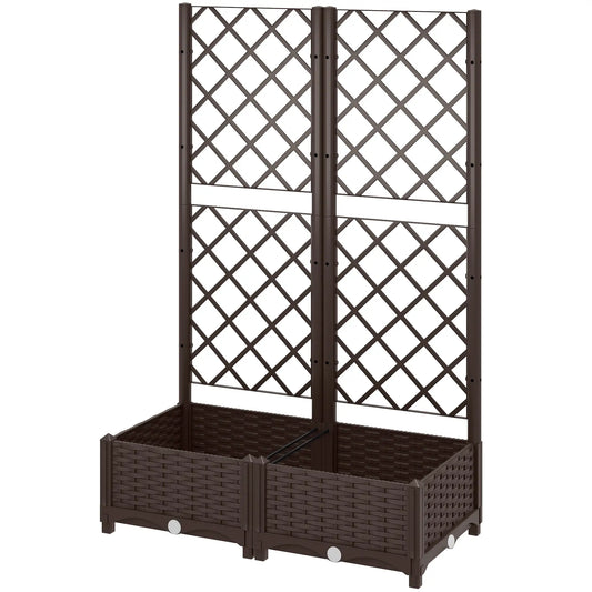 Plastic Raised Garden Bed With Trellis, Drainage Holes And Plugs Raised Garden Beds Brown at Gallery Canada