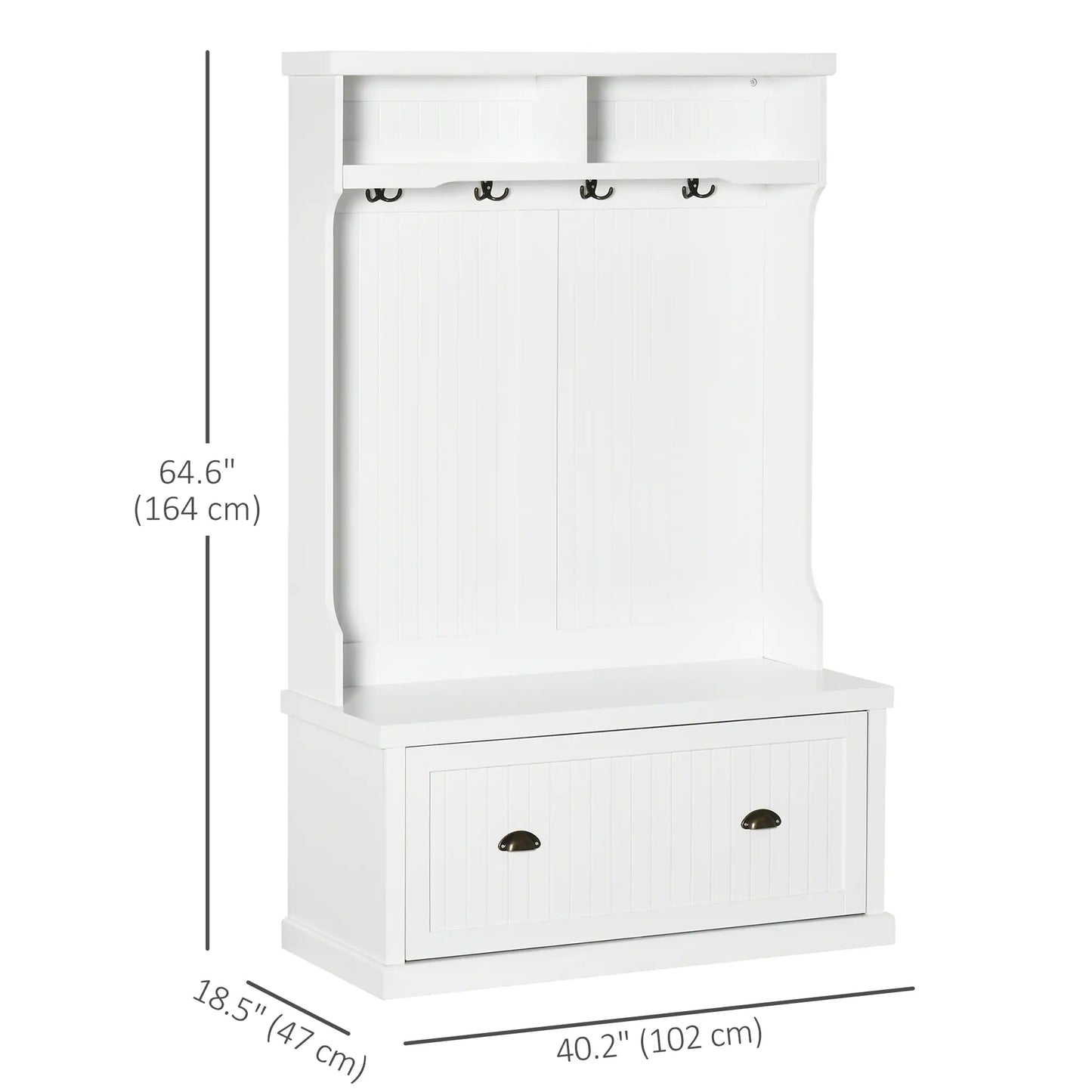 Modern Hall Tree, Coat Rack With Shoe Storage Bench, 3-in-1 Wardrobe, White Clothing Storage at Gallery Canada