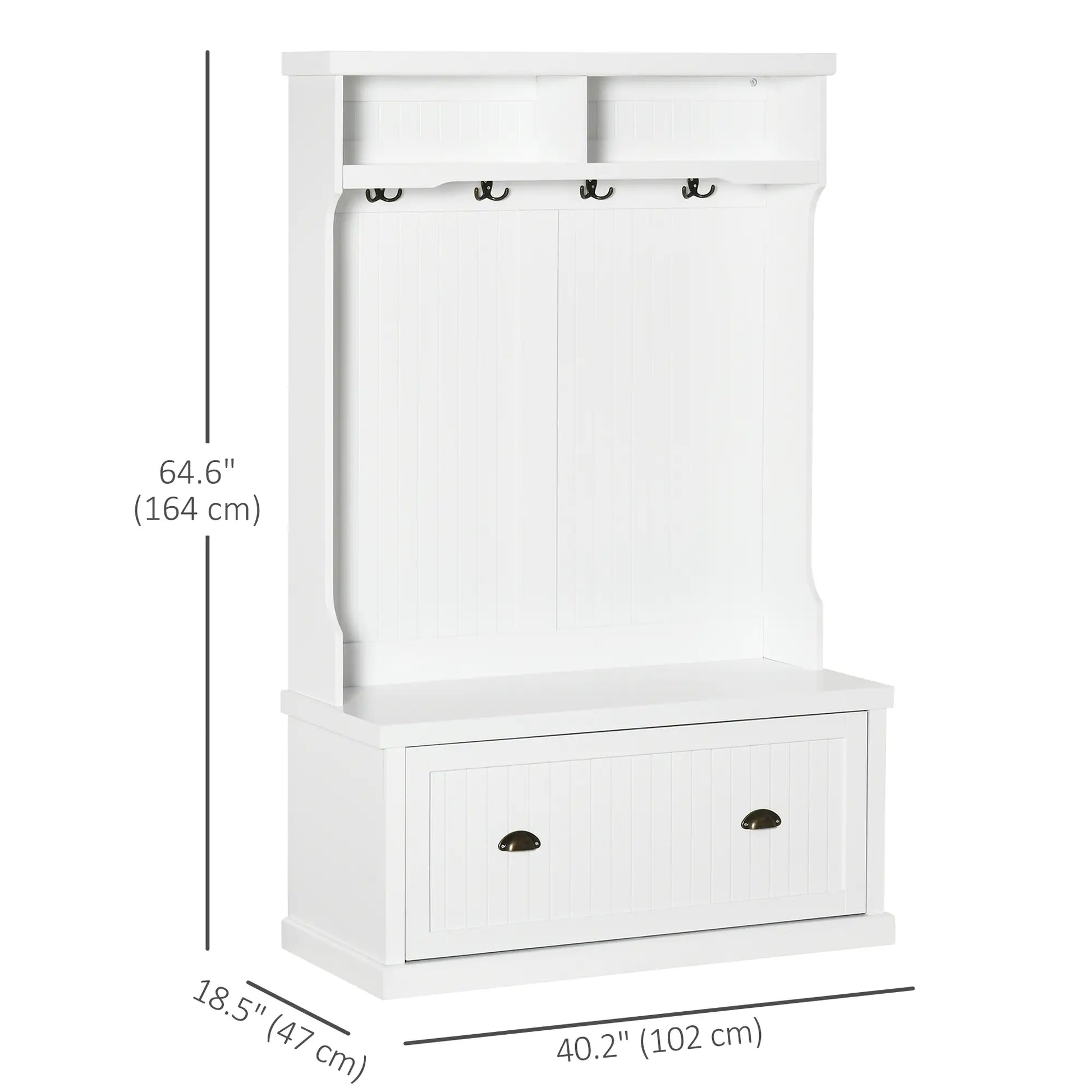 Modern Hall Tree, Coat Rack With Shoe Storage Bench, 3-in-1 Wardrobe, White Clothing Storage at Gallery Canada