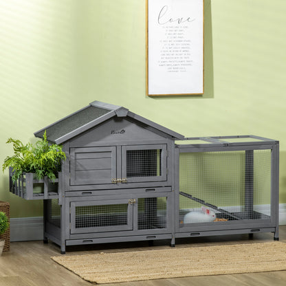 65" Wooden Rabbit Hutch, Openable Roof, Storage Box, Dark Grey Rabbit Hutch at Gallery Canada