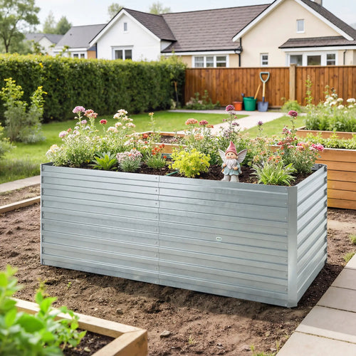 5' x 3' x 2' Raised Garden Bed, Galvanized Planter Box, Silver