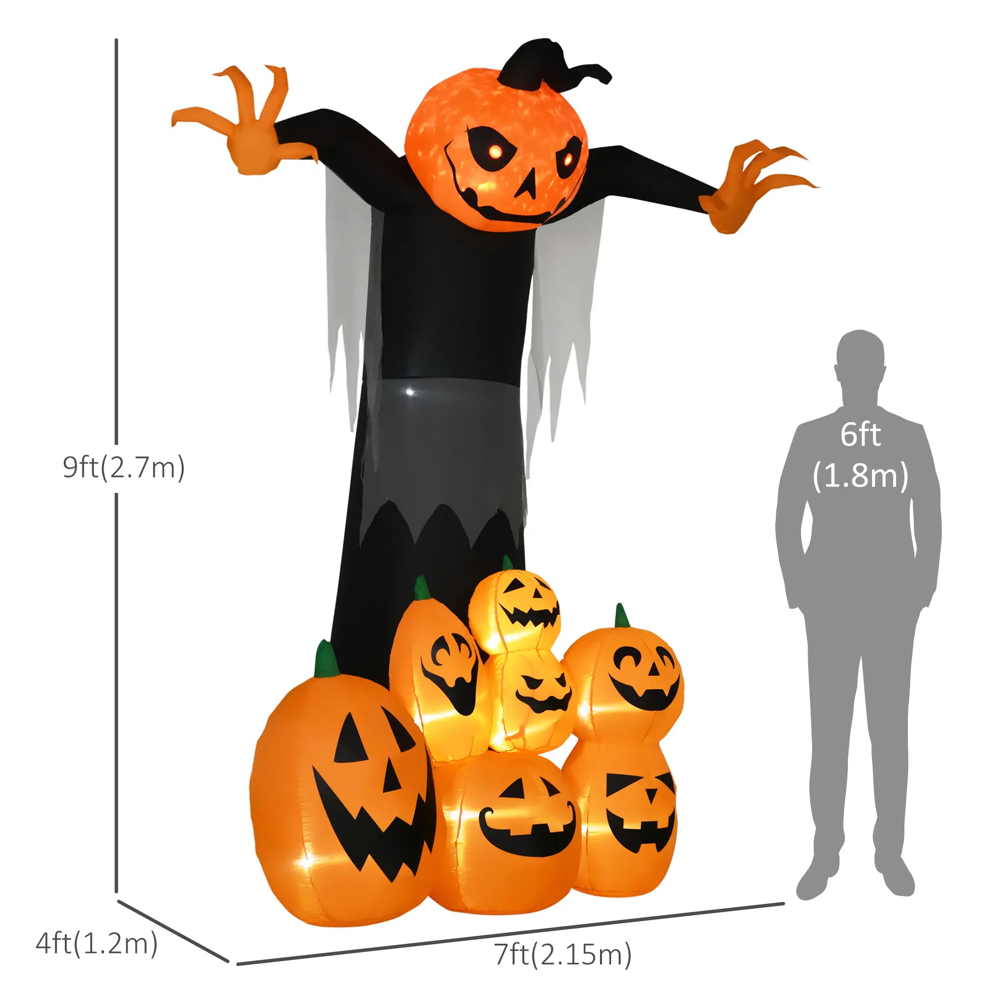 9ft Inflatable Halloween Pumpkin Ghost, Outdoor LED Display Halloween Decorations at Gallery Canada