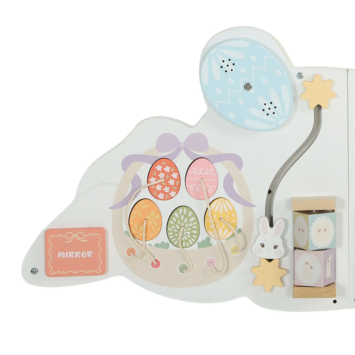 Easter Bunny Busy Board, Wall-Mounted Montessori Toy, White