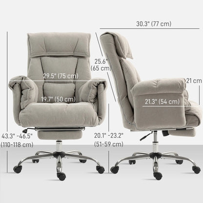 High Back Office Chair, Reclining with Footrest, High Resilience Foam, Swivel Wheels, Light Grey Executive & Manager Chairs at Gallery Canada