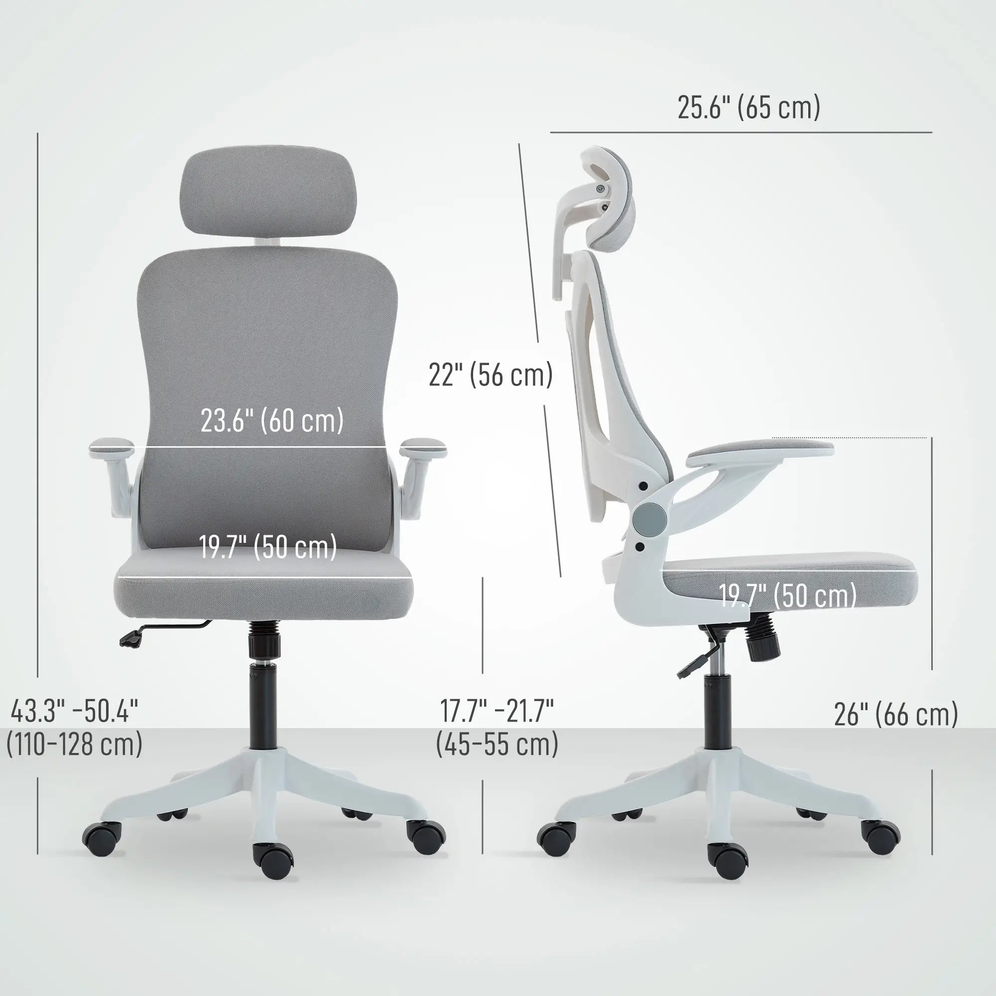 Ergonomic Office Chair, Swivel Desk Chair with Lumbar Support, Headrest, Grey Task Chairs at Gallery Canada