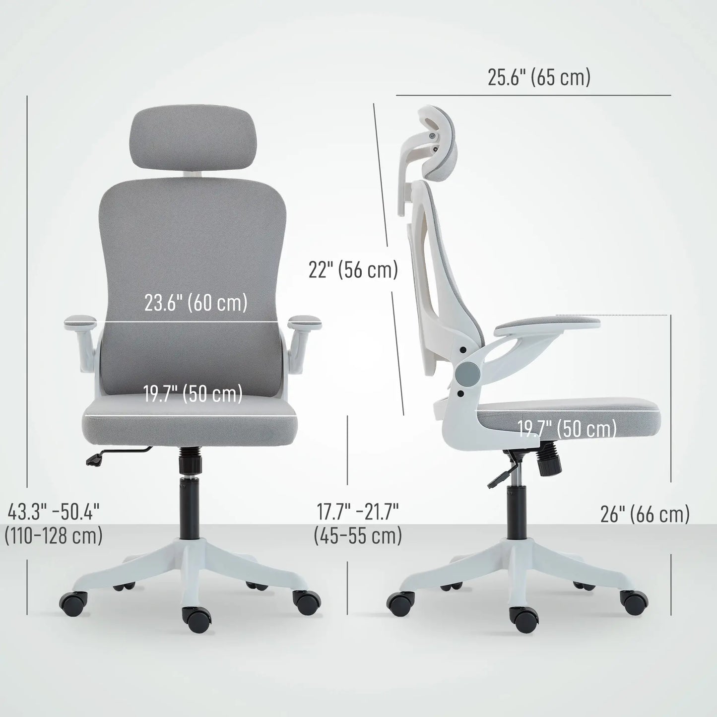 Ergonomic Office Chair, Swivel Desk Chair with Lumbar Support, Headrest, Grey Task Chairs at Gallery Canada