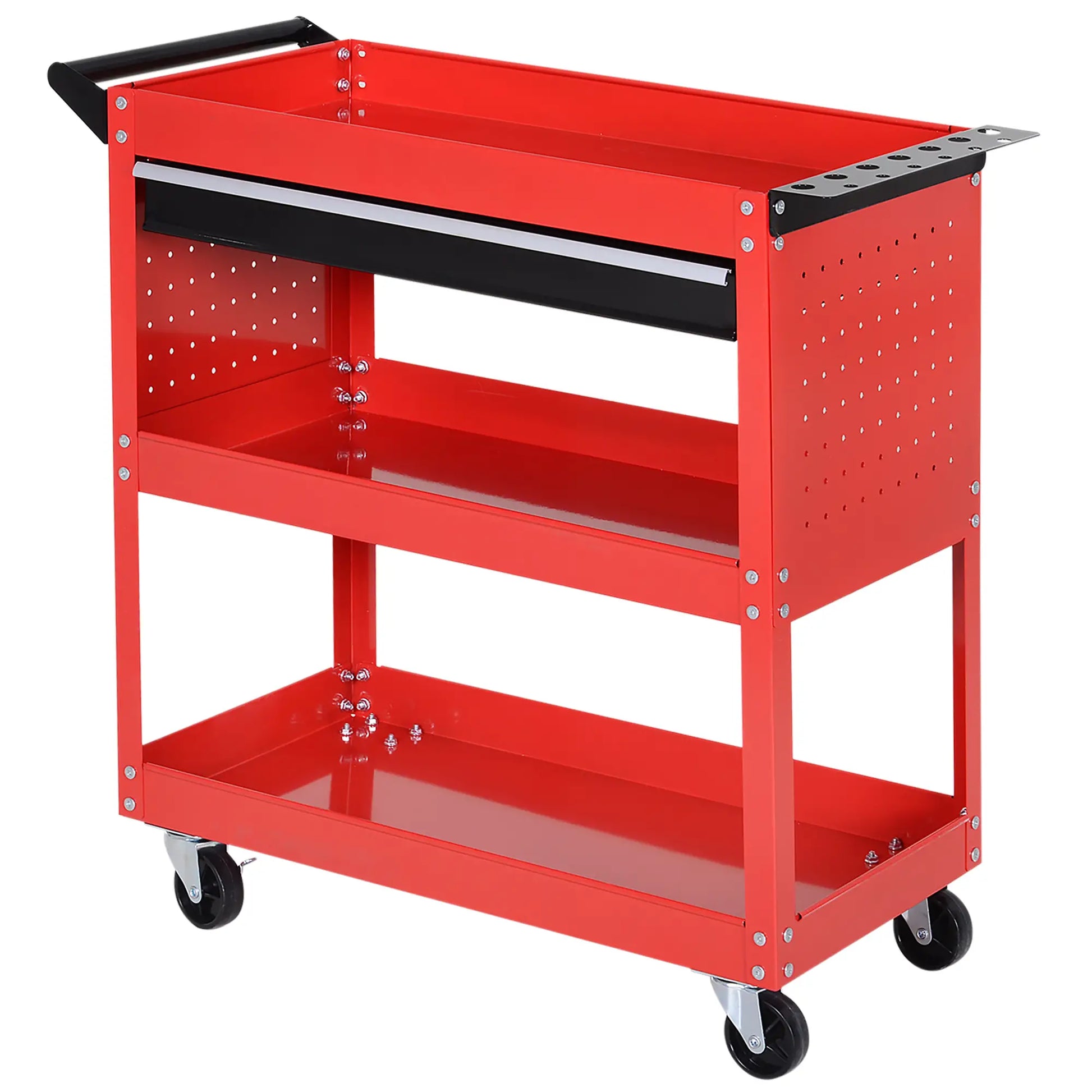 Tool Cart on Wheels, Ball Bearing Drawer, Storage Trays, Red Tool Organizers Red at Gallery Canada