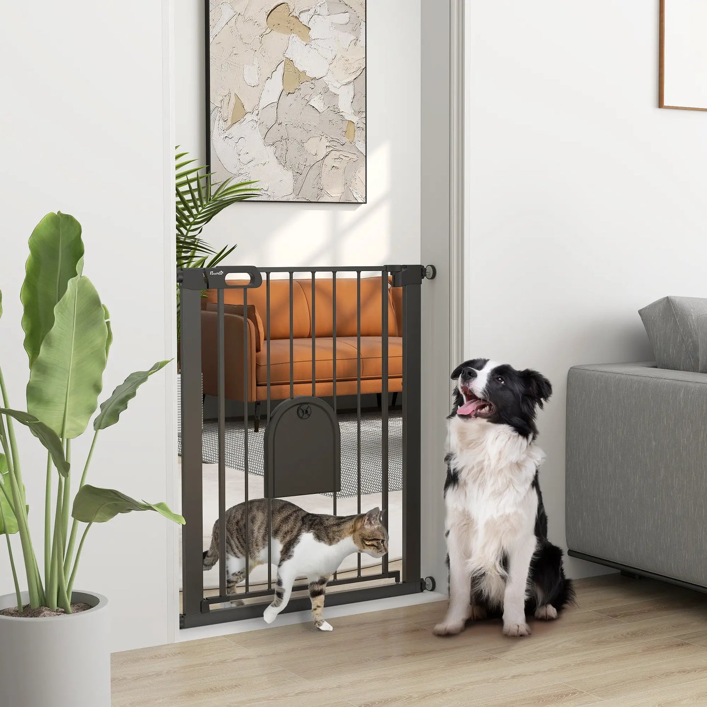 30"-32" Extra Wide Pet Gate, 35"H, Small Door, Black Houses, Kennels & Pens at Gallery Canada