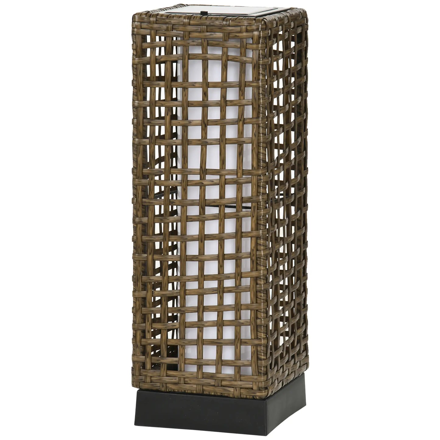 Wicker Solar Outdoor Lamp, Auto On/Off LED, IP44, Patio, Porch, Pathway Solar Post Lamps Sand, Black at Gallery Canada