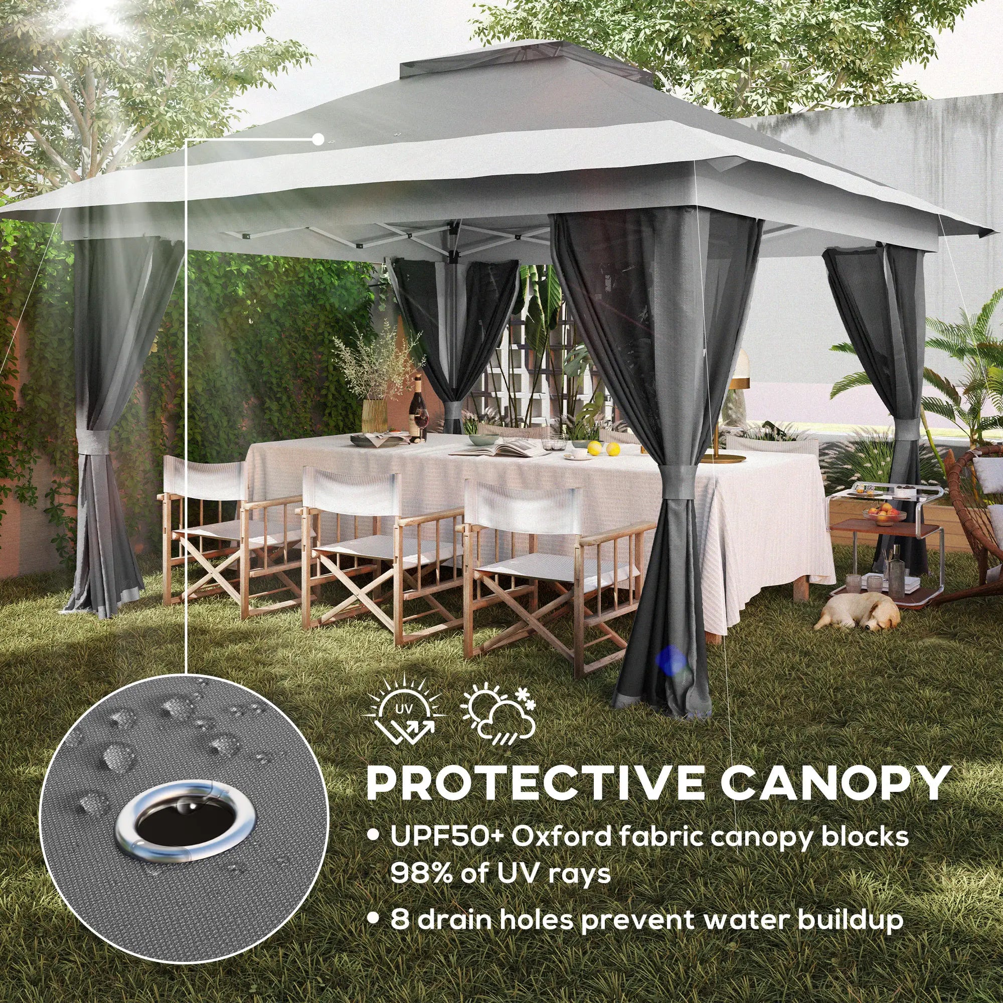 11.7' x 11.7' Pop Up Canopy Tent, UPF50+ Sun Shelter with Netting, Wheeled Bag Pop Up Canopies at Gallery Canada