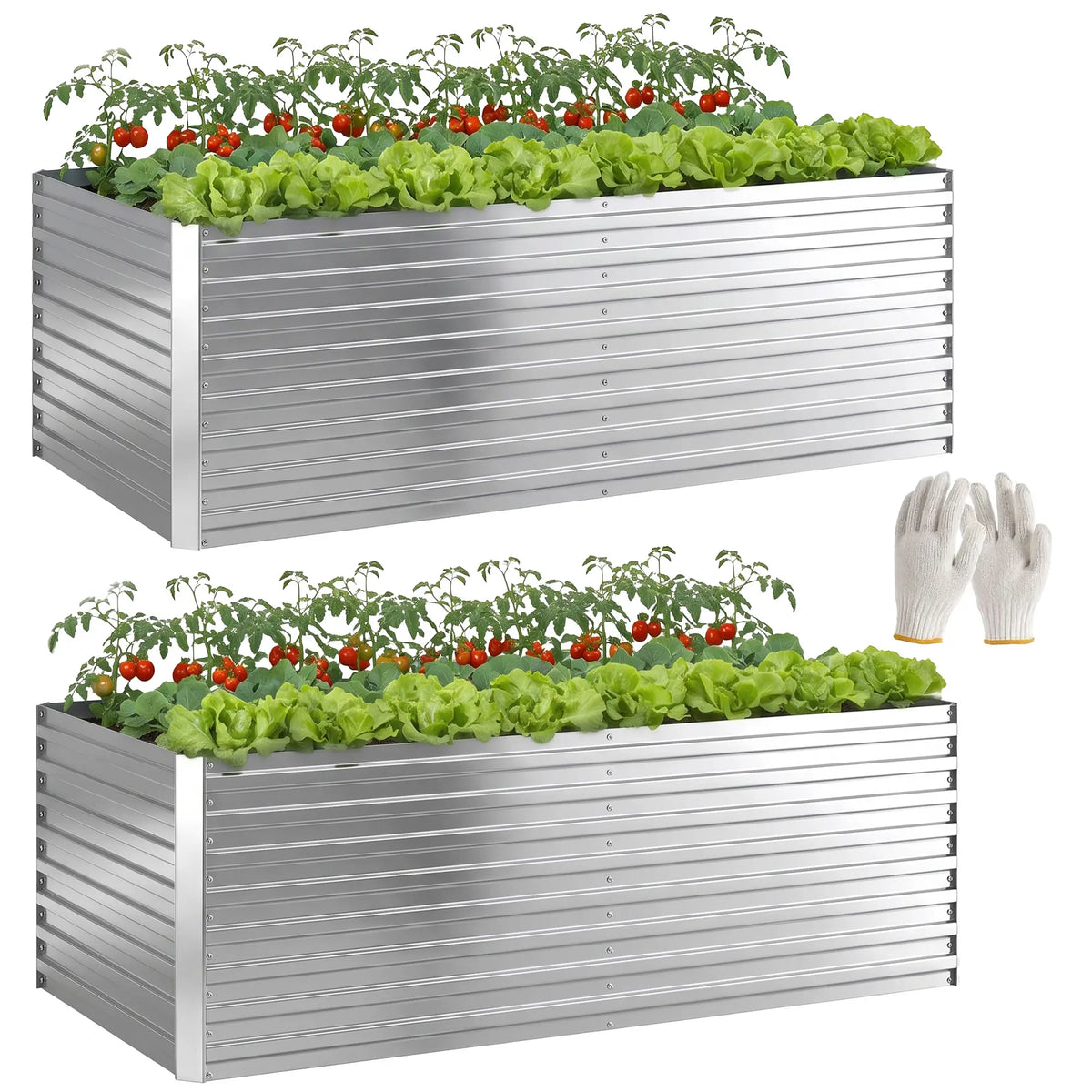 Galvanised Raised Garden Bed Set, 6 x 3 x 2 ft, Silver Galvanized Planter Boxes at Gallery Canada