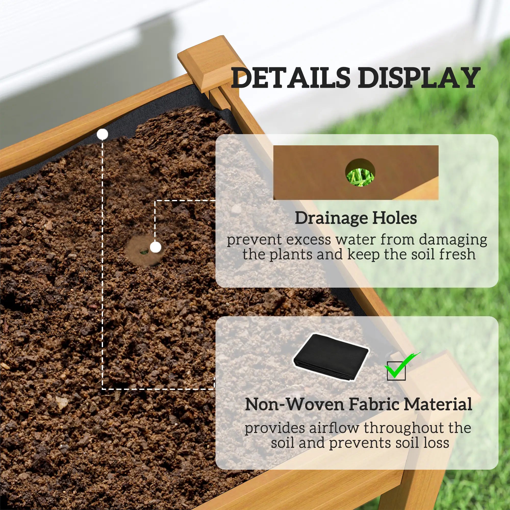 Raised Garden Bed, Wood Planter Box, PE Greenhouse Cover, Outdoor Elevated Elevated Garden Beds at Gallery Canada