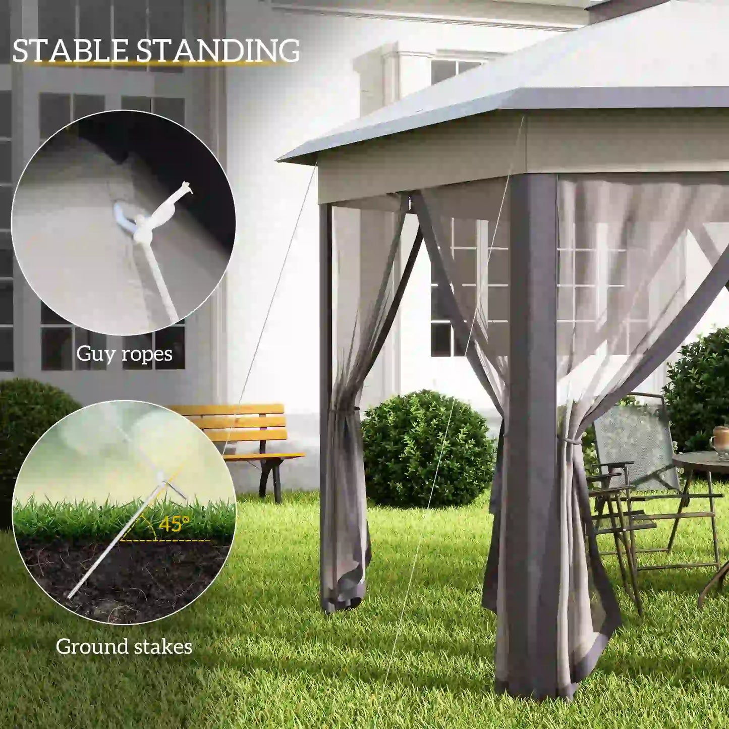 13' x 13' Pop Up Canopy Tent, Netting, Carry Bag, Coffee Beige Pop Up Canopies at Gallery Canada