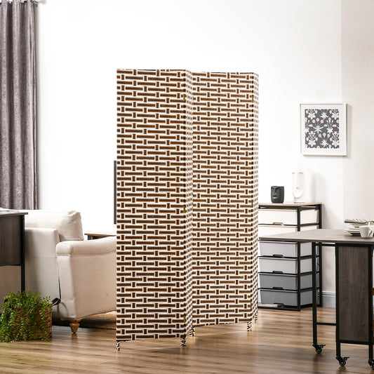 6 Ft. Tall 4-Panel Room Divider, Wave Fiber Freestanding Folding Privacy Screen Panels, Partition Wall Divider for Indoor Bedroom Office, Mixed Brown - Gallery Canada