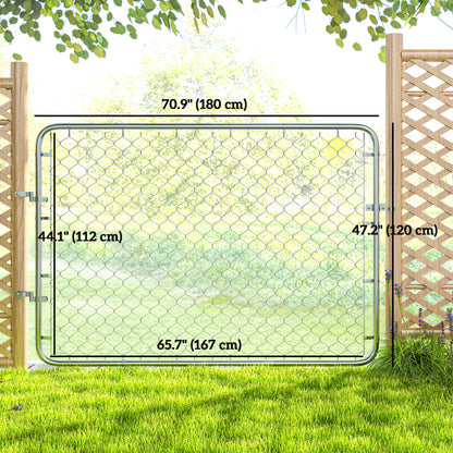 Galvanized Steel Garden Gate, Chain Link Fence Door, 47.2 x 70.9 in., Silver Garden Decor at Gallery Canada