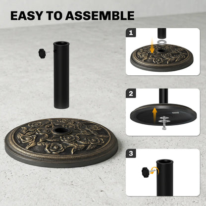 18” Round Patio Umbrella Base, Cast Stone Resin, Bronze Umbrella Bases at Gallery Canada