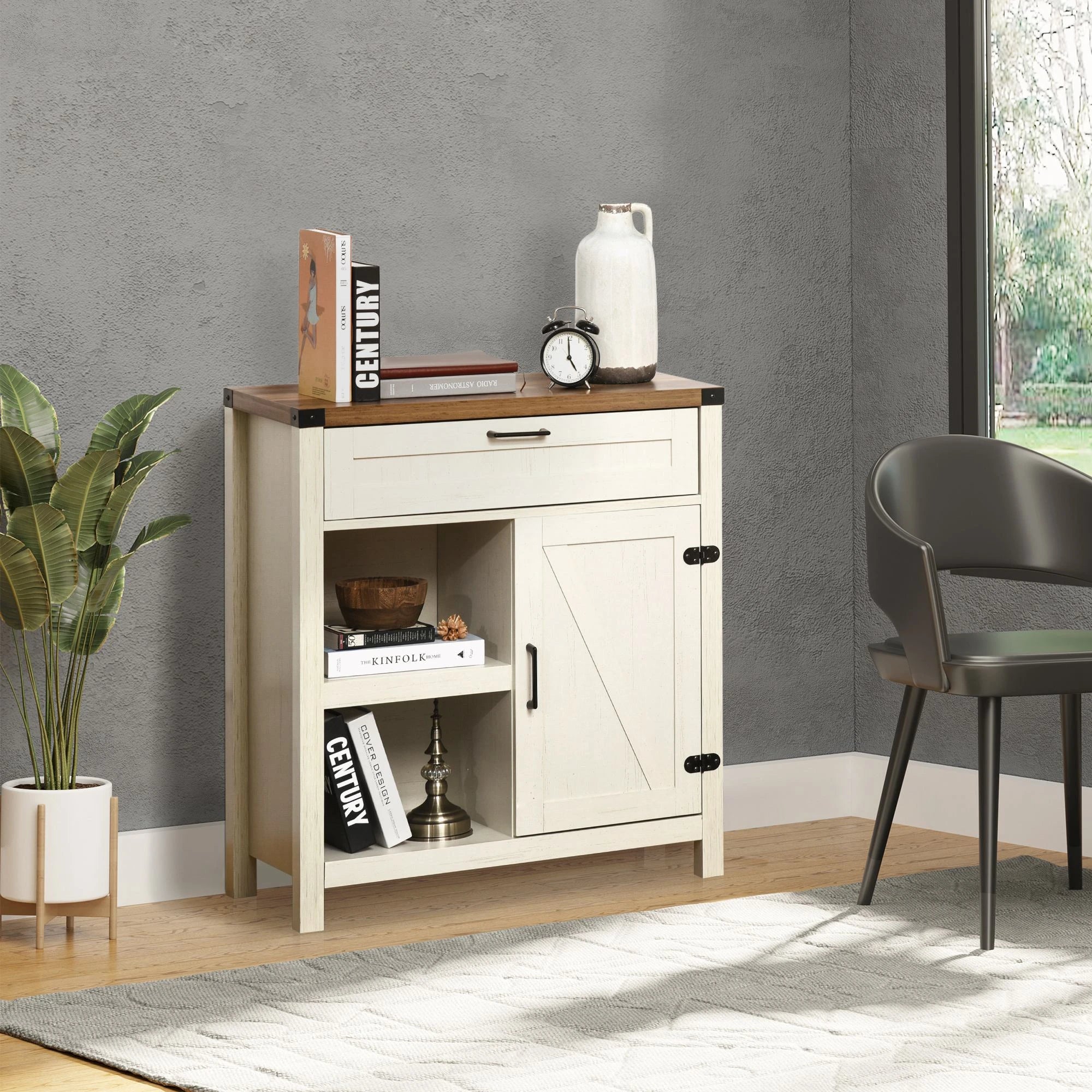 Rustic Barn Door Cabinet, Farmhouse Buffet Sideboard, White Bar Cabinets at Gallery Canada