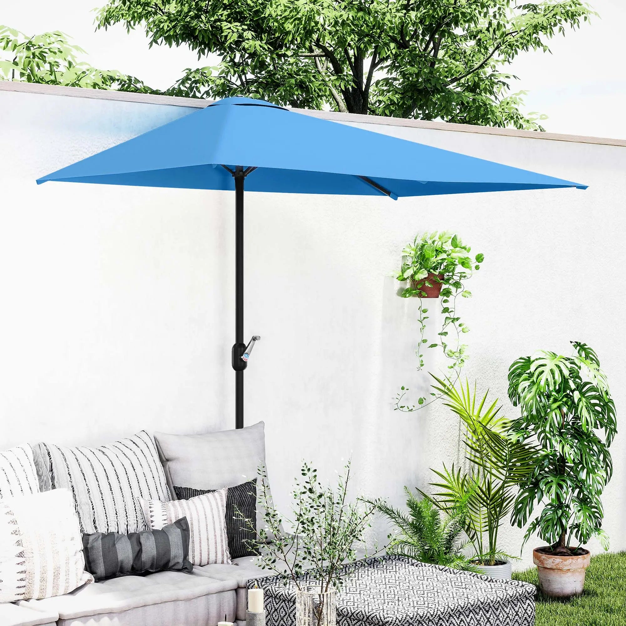 8ft Half Round Umbrella, Patio Garden Sun Shade, 5 Ribs Half Round Umbrellas at Gallery Canada