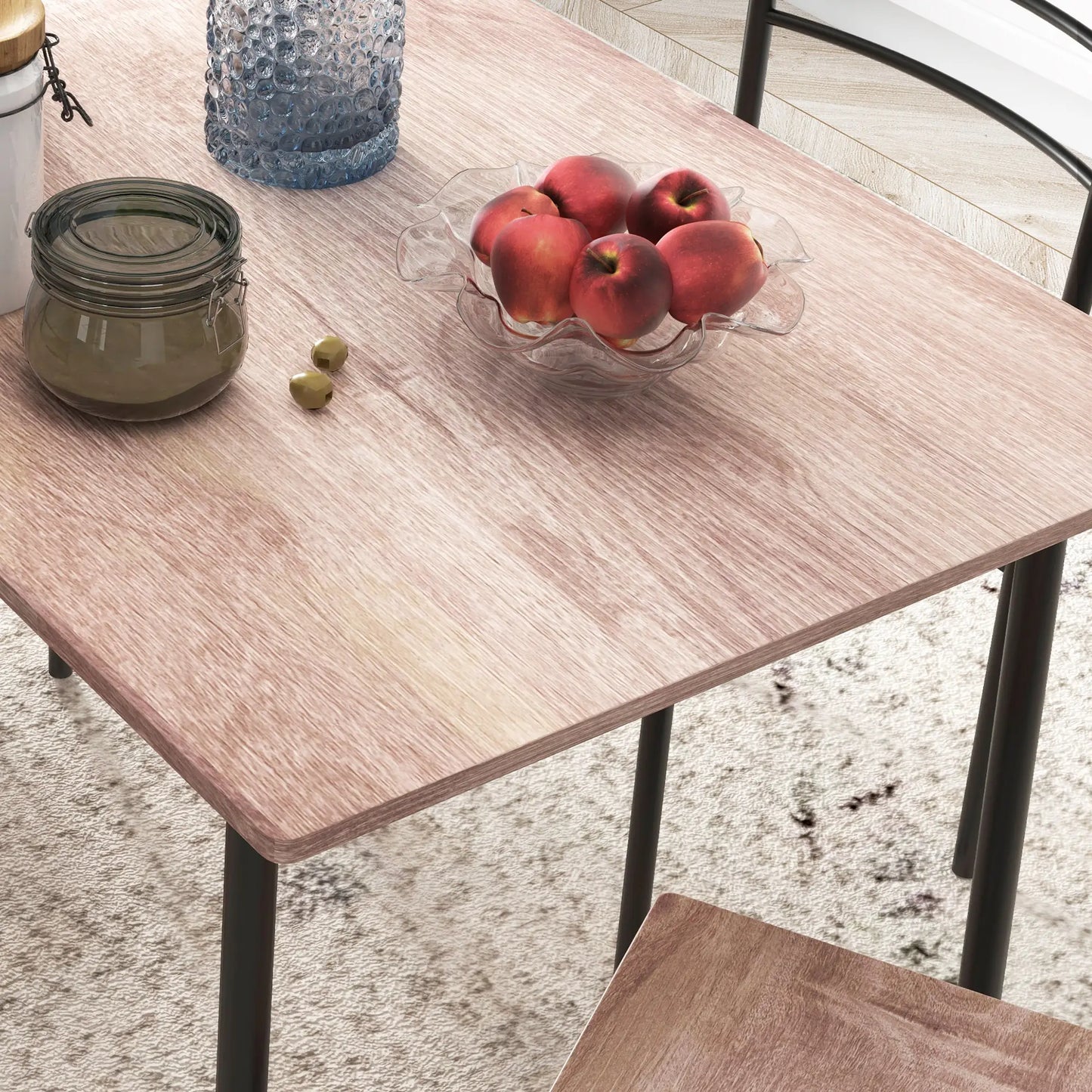 5 Piece Dining Table Set for 4, Space Saving Kitchen Table and 4 Chairs, Rectangle, Steel Frame for Dining Room Bar Sets at Gallery Canada