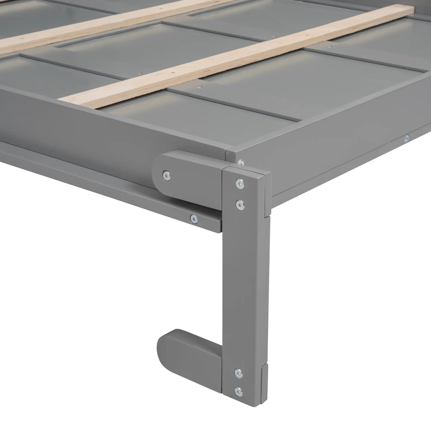 Murphy Bed with Shelves, Dual Piston Mechanism, 87.5" L x 16" W x 84" H, Grey Bed Frames at Gallery Canada