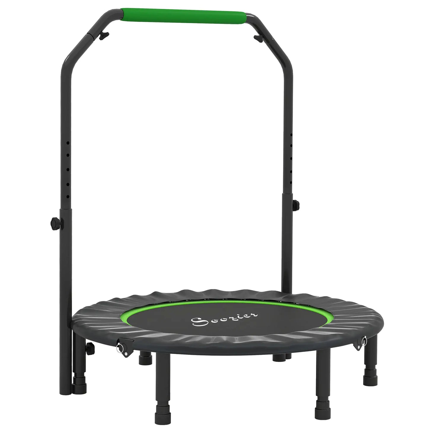 40" Foldable Mini Fitness Trampoline, Adjustable Foam Handle, Green Trampolines Green at Gallery Canada