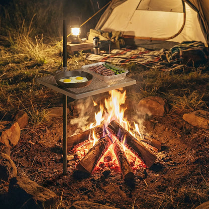Swivel Campfire Grill, 360 Adjustable Heavy Duty Chrome Steel, Silver Charcoal BBQ Grils at Gallery Canada
