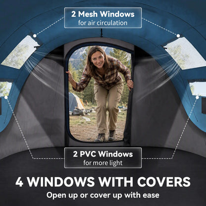 4 Person Pop Up Tent, Automatic Setup, With Doors, Windows, Carry Bag, Blue Camping Tents at Gallery Canada