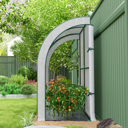 Walk-In Lean-To Greenhouse, 7' x 3' x 5', Zipper Roll-Up Doors, White