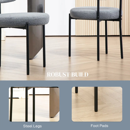 2 Kitchen Chairs, Modern Dining, Berber Fleece Upholstery, Steel Legs, Grey Dining Chairs at Gallery Canada