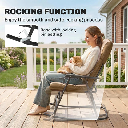 3-Piece Foldable Rocking Chair Set, Light Brown Outdoor Rocking Chairs at Gallery Canada