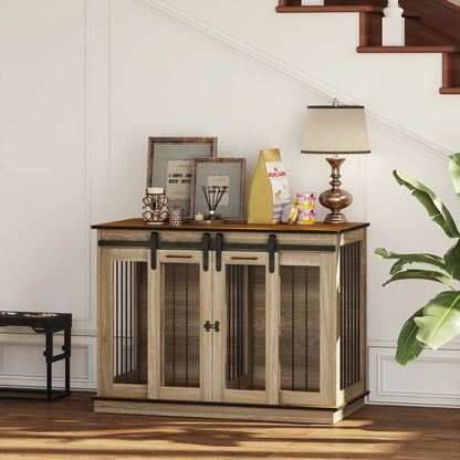 47in Wooden Dog Crate Furniture, Kennel TV Stand, Pet House Side Table, Oak Houses, Kennels & Pens at Gallery Canada