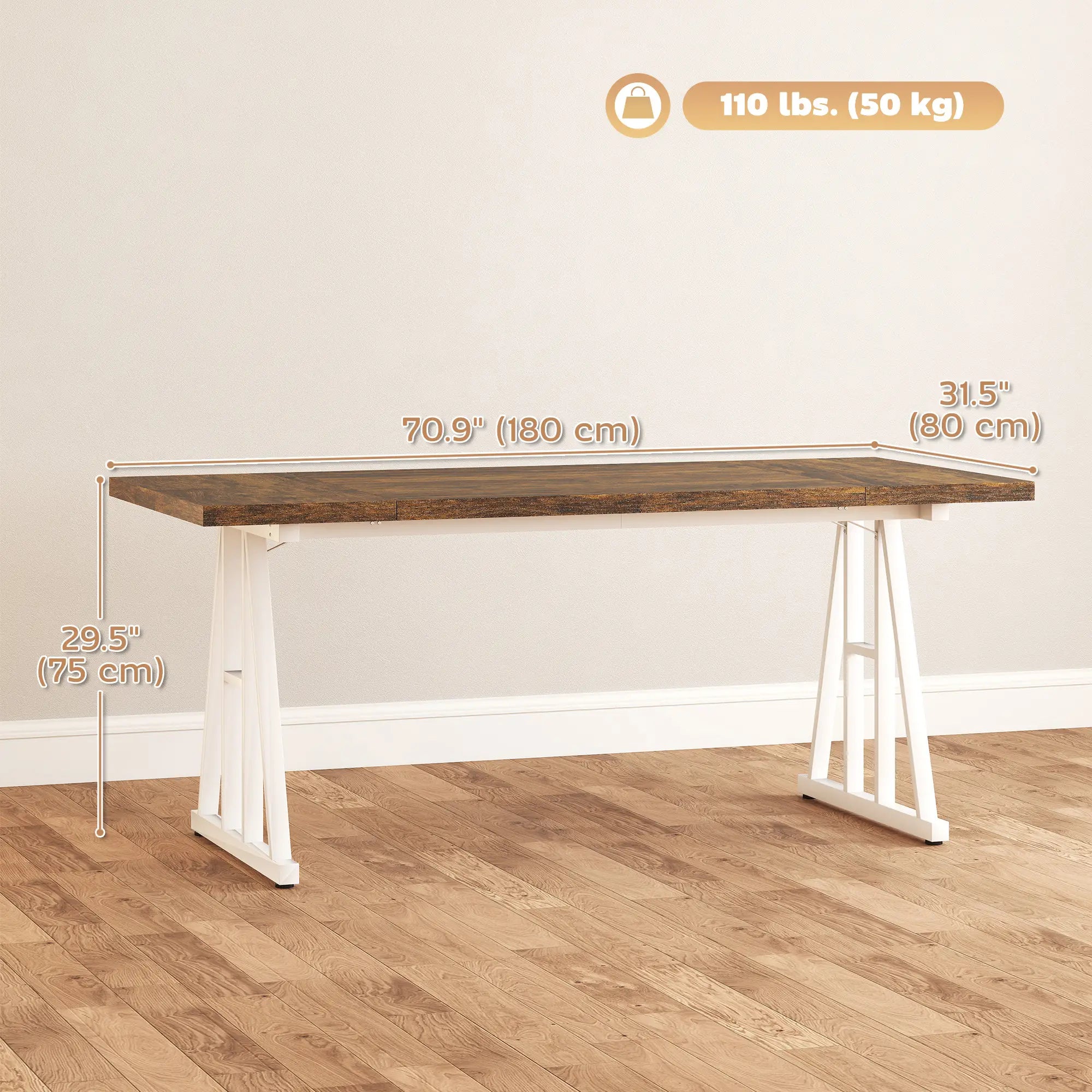 Farmhouse Kitchen Table for 8, Rectangular, White and Brown Dining Tables at Gallery Canada