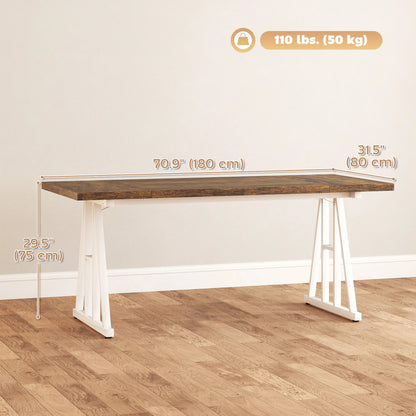 Farmhouse Kitchen Table for 8, Rectangular, White and Brown Dining Tables at Gallery Canada