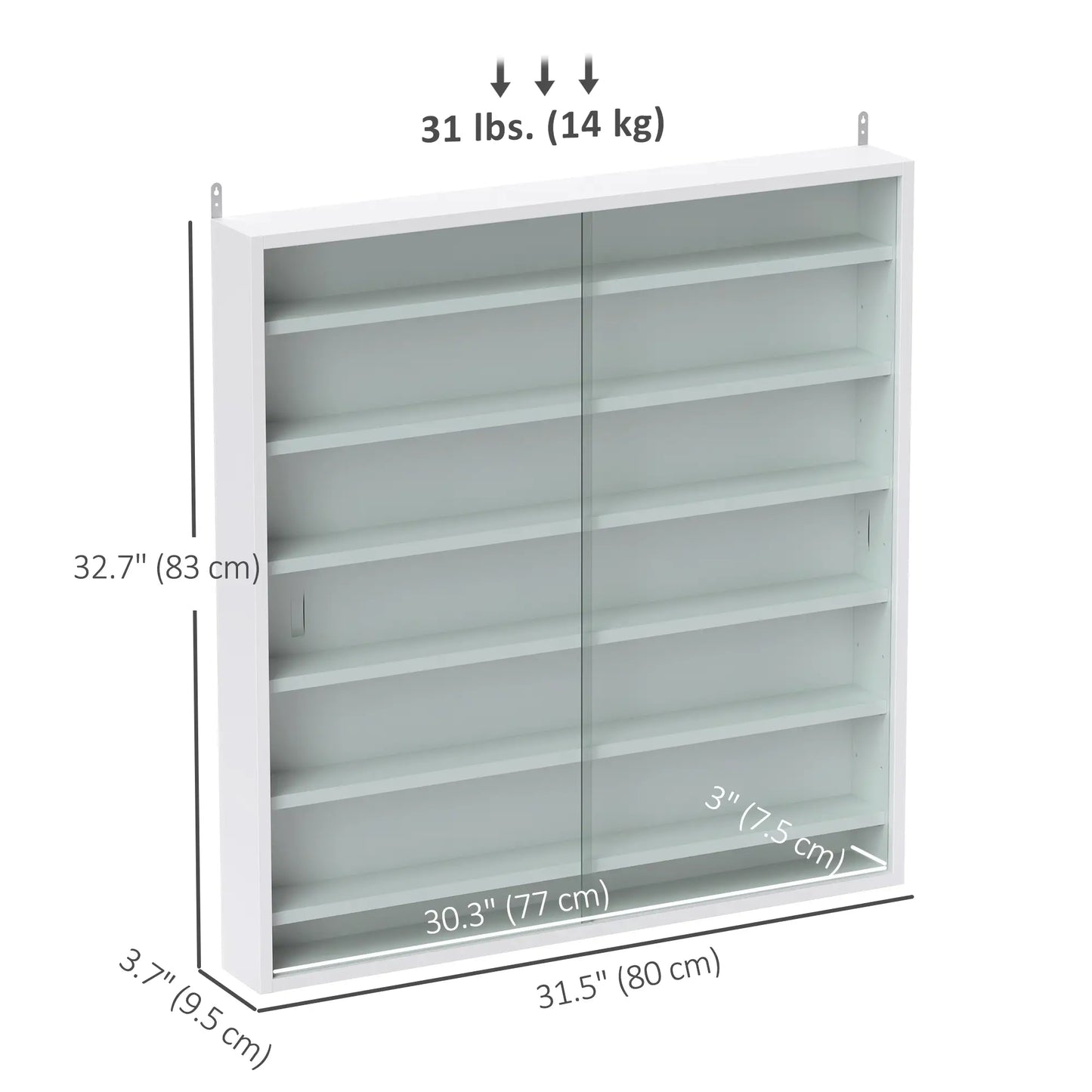 7-Tier Glass Curio Cabinet, 2 Glass Doors, 6 Adjustable Shelves, White Display Bookshelves at Gallery Canada