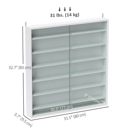 7-Tier Glass Curio Cabinet, 2 Glass Doors, 6 Adjustable Shelves, White Display Bookshelves at Gallery Canada