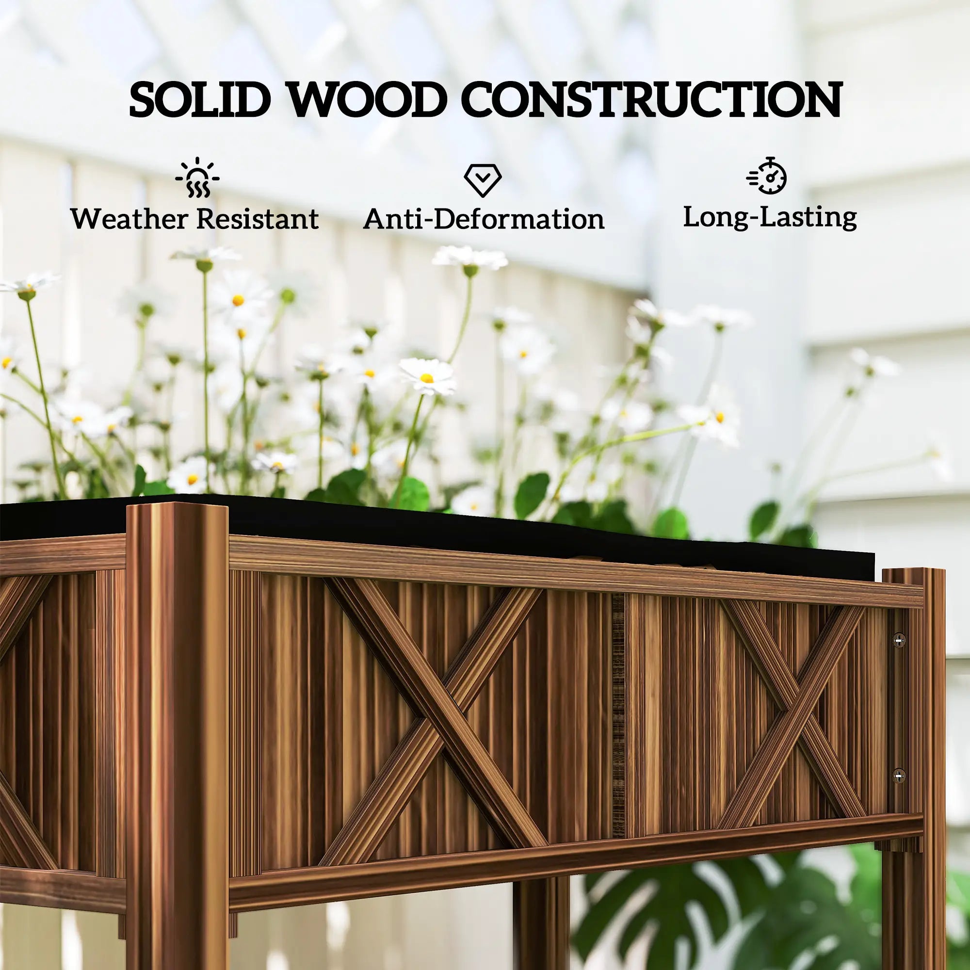 Wooden Raised Garden Bed, Elevated Planter Box, 34