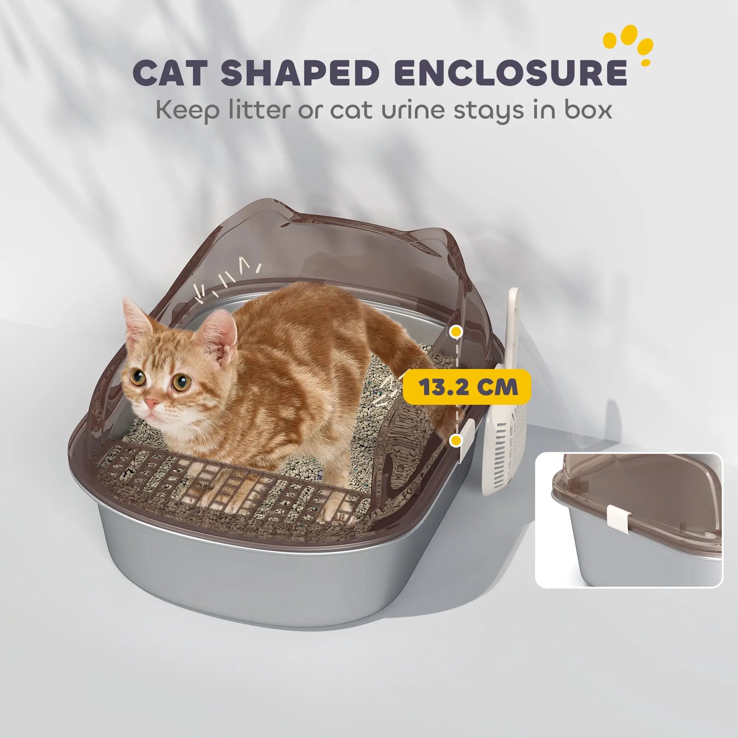 Stainless Steel Cat Litter Box, High Sided, Steps, Scoop, Anti-Leak Cat Litter Box Enclosures at Gallery Canada