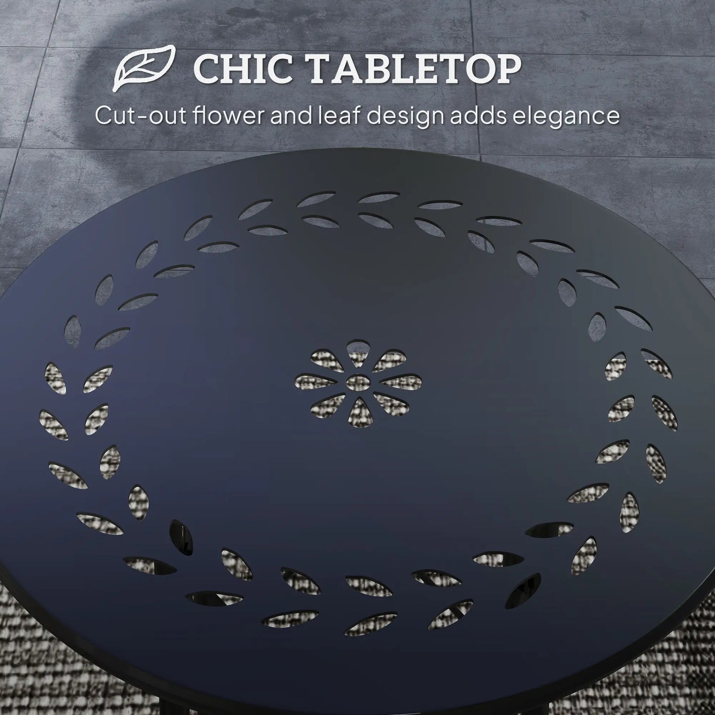 15.7" Round Garden Table, Steel Balcony Bistro, Adjustable Feet, Black Patio Side Tables at Gallery Canada