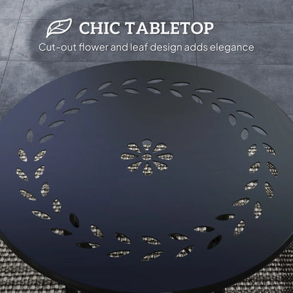 15.7" Round Garden Table, Steel Balcony Bistro, Adjustable Feet, Black Patio Side Tables at Gallery Canada