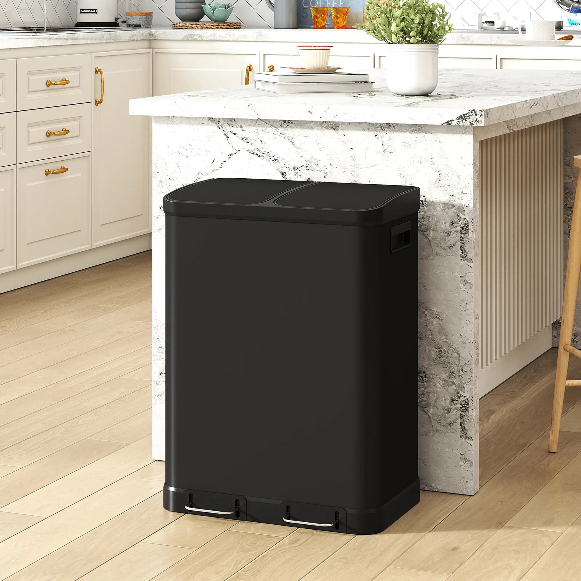 Kitchen Garbage Bin, 2 x 7.9 Gal, Soft-Close With Removable Buckets, Black Small Kitchen Appliances at Gallery Canada