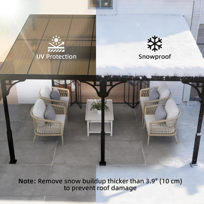 13' x 10' Lean To Gazebo, Hardtop Wall Mounted Pergola, Polycarbonate Roof, Metal-Aluminium Frame Pergolas at Gallery Canada
