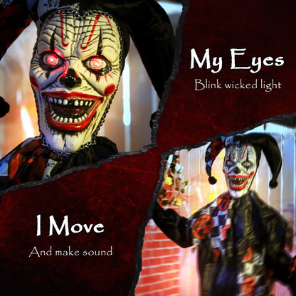 Life Size Animated Clown, Red Light Up Eyes, Sound Activated Decorations, Red Halloween Decorations at Gallery Canada