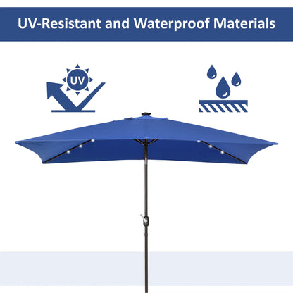 6.5x10ft Rectangle Solar Tilt Umbrella, Aluminum, Dark Blue Sun Umbrellas at Gallery Canada