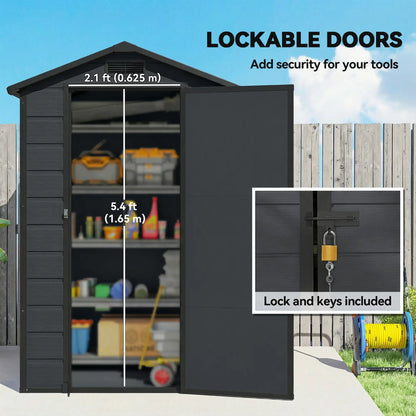 4' x 3' Plastic Garden Shed With Floor, Lockable Door, Window, Vent, Dark Grey Sheds at Gallery Canada