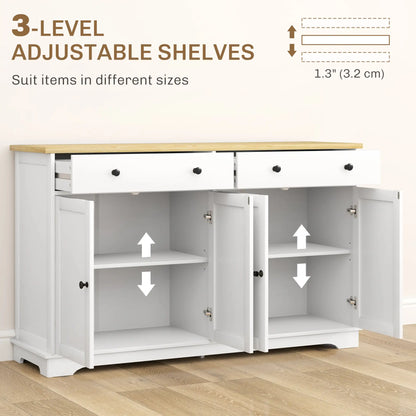 Modern Sideboard, Buffet Cabinet with Drawers, Adjustable Shelves, White Storage Cabinets at Gallery Canada