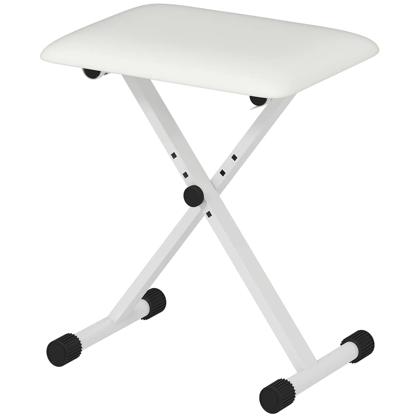 Adjustable Piano Bench, X-Style Folding Piano Stool with Padded Seat, Non-Slip Rubber Feet, Keyboard Chair, White