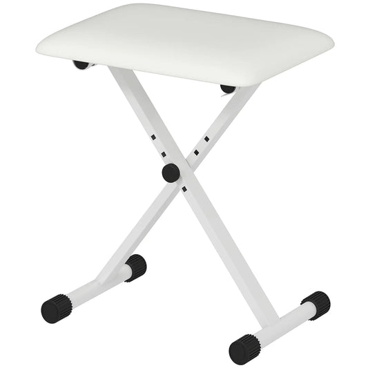 Adjustable Piano Bench, X-Style Folding Piano Stool with Padded Seat, Non-Slip Rubber Feet, Keyboard Chair, White Piano Benches White at Gallery Canada