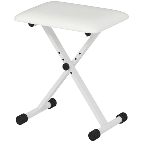 Adjustable Piano Bench, X-Style Folding Piano Stool with Padded Seat, Non-Slip Rubber Feet, Keyboard Chair, White