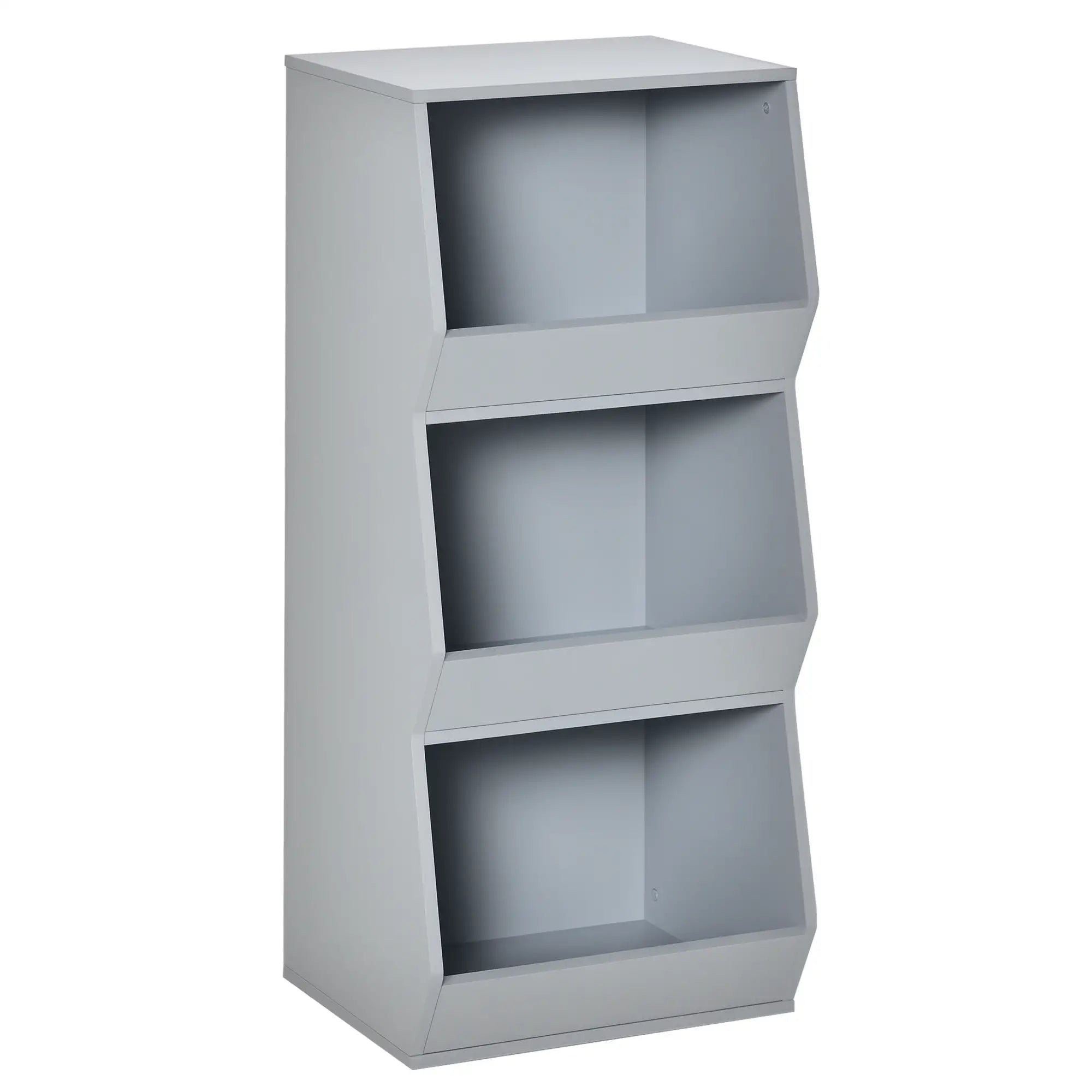 Kids Storage Cabinet, 3 Shelves, Anti-Toppling, Toy Organizer, Bookcase, Grey Baby & Kids Storage Grey at Gallery Canada