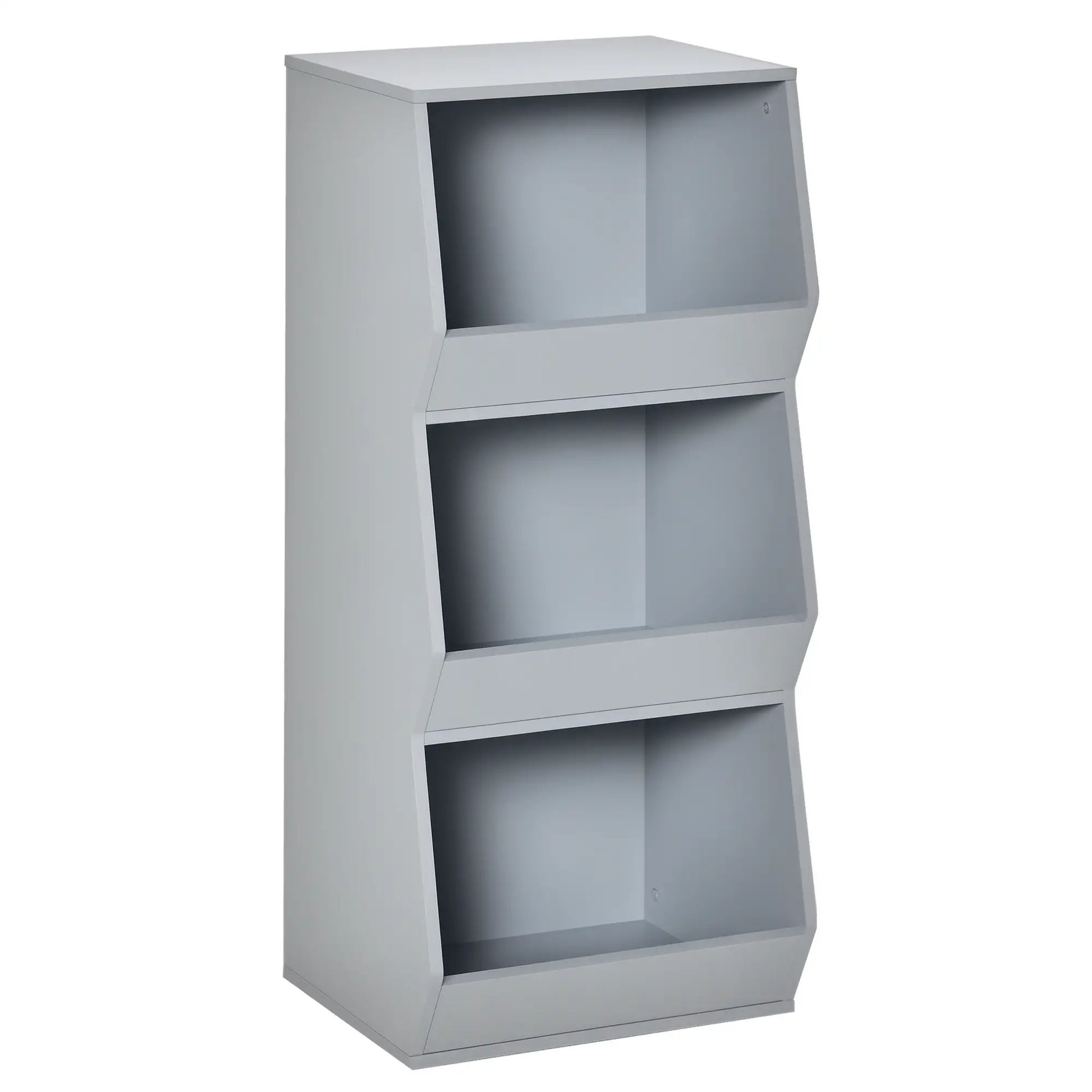 Kids Storage Cabinet, 3 Shelves, Anti-Toppling, Toy Organizer, Bookcase, Grey Baby & Kids Storage Grey at Gallery Canada